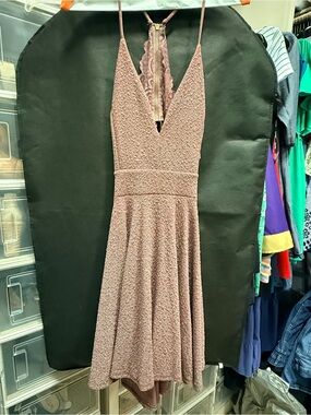 Windsor Mauve Textured Lace-Back Mini Dress